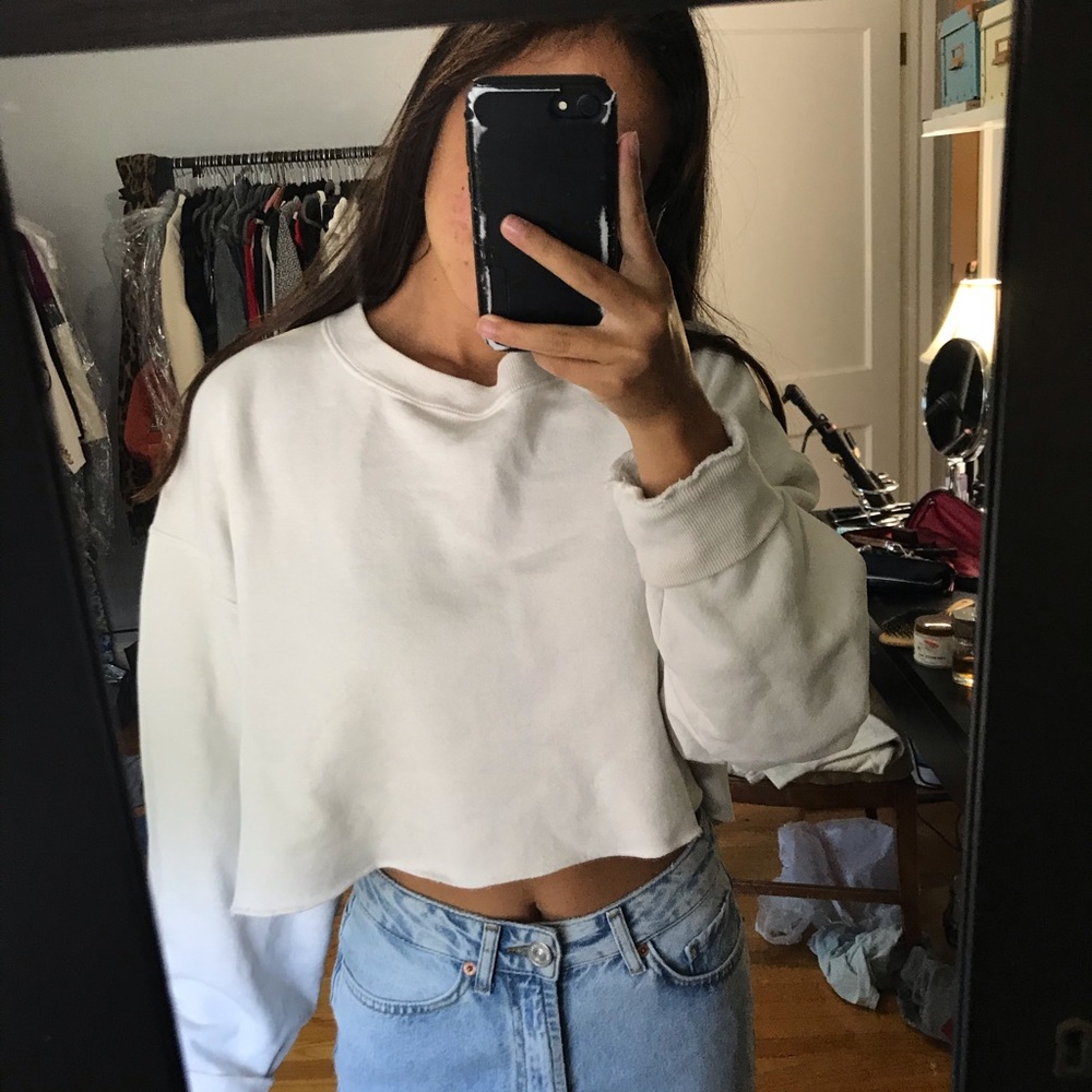 White cropped crew neck